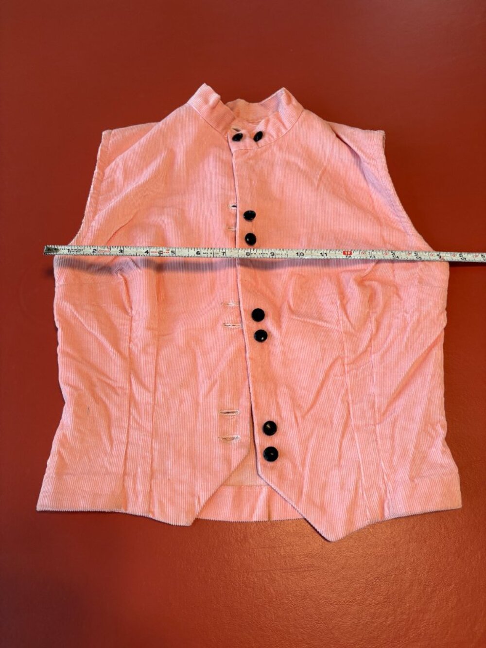 Vintage Corduroy Pink Women's Vest Handmade Buttons see measurements for size